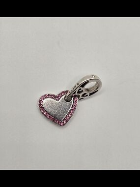 Chamilia "Mom" Heart Dangle Charm – Pink Swarovski Crystals | Sterling Silver